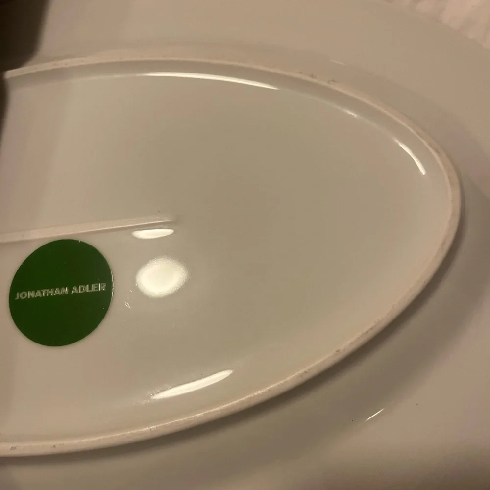 Jonathan Adler Geometric Green and White Platter